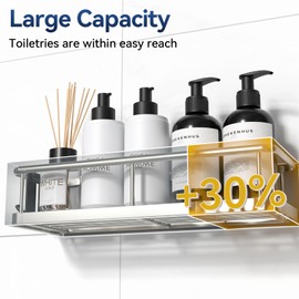 YASONIC Shower Caddy Adhesive, No Drill Bathroom Organizers, Rust Proof Shower Shelves, Wall-Mounted Shower Holder, Silver, 3 Pack