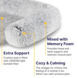 Codi Dog Bed for Couch - Calming Dog Beds for Medium Dogs, Fluffy Plush Bed for Pets, Anti Anxiety Dog Bed with Removable Washable Cover for Dogs and Cats, Light Grey, 35x31x5 inches