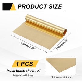 QUARKZMAN Brass Sheet Roll Metal Plate Brass Plates Brass Foil Metal Foil Plate 0.1 x 200 x 2000 mm Brass Strips for Crafts, Electrical DIY Projects Repairs, Gold