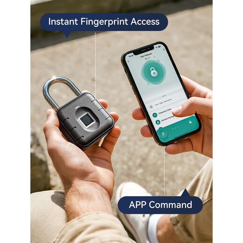 NexusLab Smart Fingerprint Padlock with TUYA App Control, IP67 Waterproof,