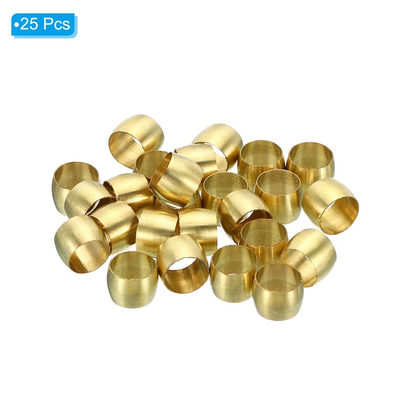 PATIKIL Brass 6mm Compression Sleeves Ferrules, 25 Pack Brass Compression