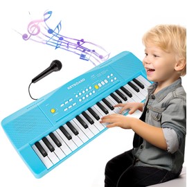 Toy Piano Keyboard for Kids Upgrade Electric Pianos Toys for 3 4 5 6 7 8 Year Old Girls Boys Beginners Keyboards with Microphone Toy for 3+ Year Old Kid Gifts (Blue)