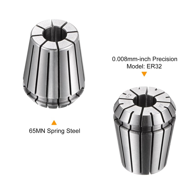 sourcing map 2pcs ER32 Spring Collet 1/2" Chuck 0.008 High