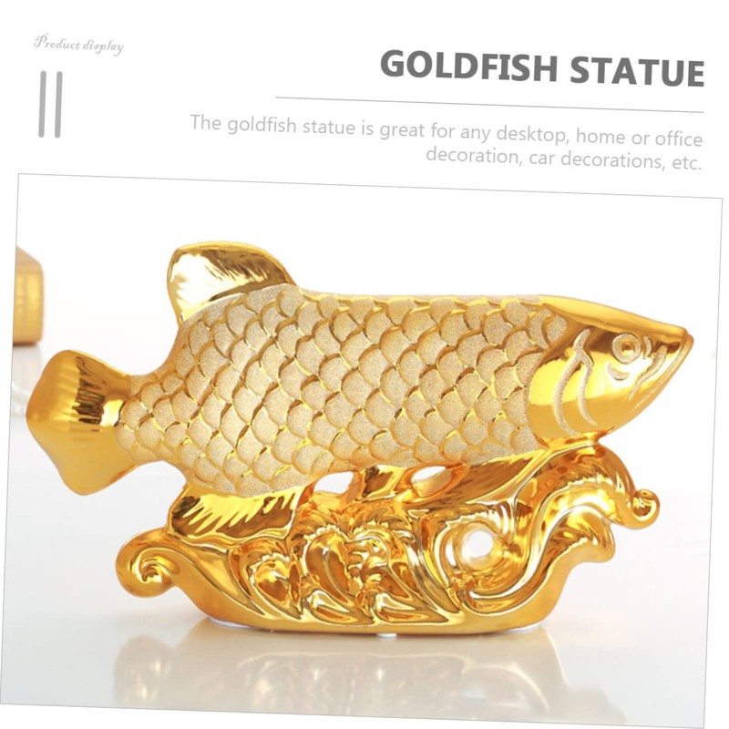 GRIRIW Decorative Goldfish Statue Ceramic Goldfish Ornament for Home Car