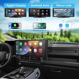 VERYMODEL Wireless Portable Carplay Screen for Car - 10.26in HD IPS Apple Carplay & Android Auto, with 4K Dash Cam, Backup Camera, Bluetooth Dashboard Camera
