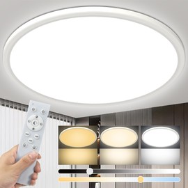 Bowfar LED Ceiling Light, 36 W Round Ceiling Light, Flat with Remote Control, Dimmable, 3000 K - 6500 K, Modern Kitchen Lamp, Ultra Thin 2.5 cm, Bedroom Lamp for Living Room, Children's Room, Bathroom