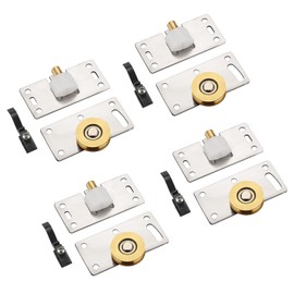 4 Pairs of Sliding Door Castors Brass Castors Wheel Rails Set, Quiet Sliding Door Castors Metal Furniture Wardrobe Castors, Sliding Door Fitting for Wardrobe Wardrobe