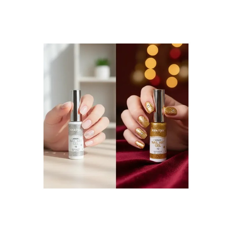 2 Pzas Esmalte Delineador Para Uñas Acrílicas Gel Glitter