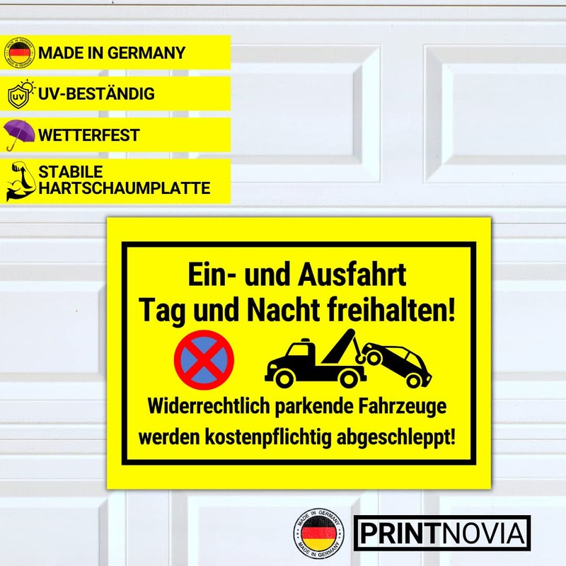 PRINTNOVIA Einfahrt & Ausfahrt Freihalten Sign - 30 cm x