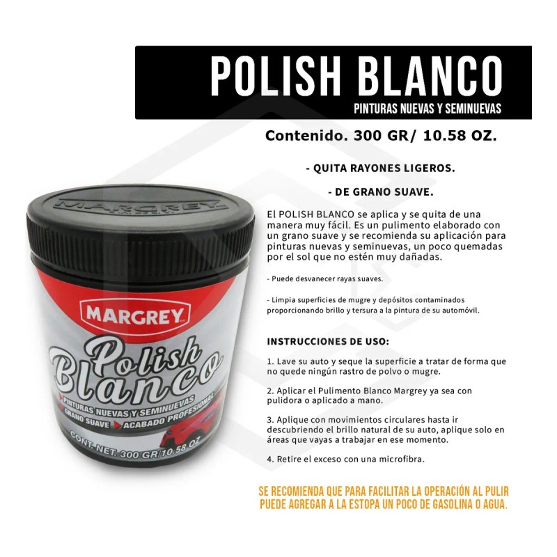 3 Polish 300gr Blanco Rojo Rosa Alto Brillo Grano A