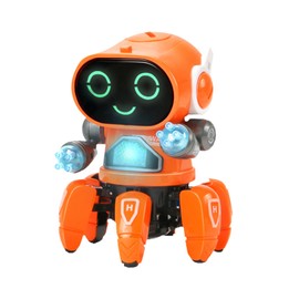 Robot Toy Six Claws Plastic Intelligent Dancing Singing Light Electric Robot Toy for Boys Orange