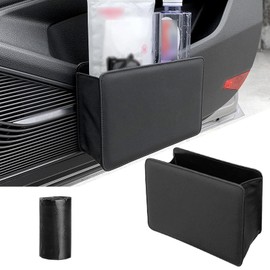 Yumfugu 1 PC Car Seat Back-mounted Storage Box, 8.07" x 5.51" x 2.55" Foldable Multi-functional Trash Can, Universal Car Door Side Inner Waterproof Accessories, Suitable for Most Car Models (Black)
