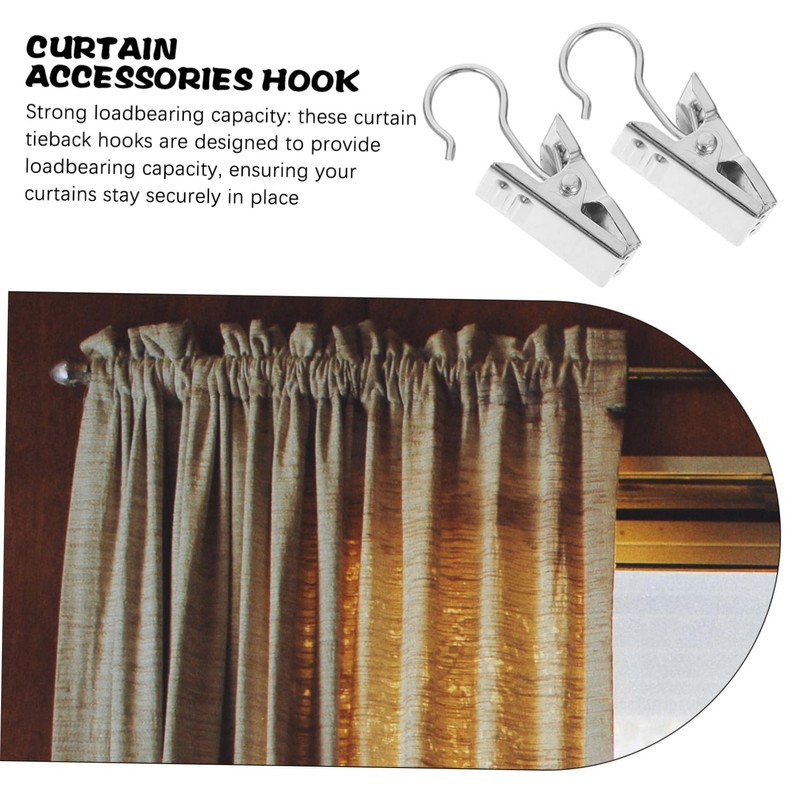 Operitacx 100pcs Clips and Hooks Heavy Duty Drapery Holdbacks for
