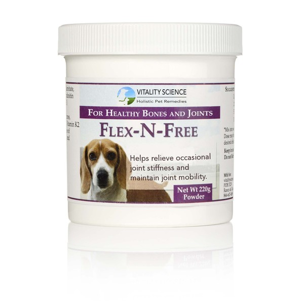 Vitality Science Flex N Free for Dogs | Promotes Healthy Bones & Joints | Relieves Stiffness | Maintains Joint Mobility | Reduces Inflammation | Builds Bone Tissue | 100% Safe & Natural (220g)