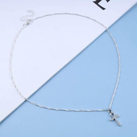 Cimenexe Bohemian Cross Pendant Necklace Silver Cross Necklace Chain Cross Chain Necklace Gender Symbol Necklace Minimal Religion Feminist Necklace Choker Jewellery for Women and Girls