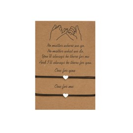 LuLiyLdJ 1 Piece Bracelet Set Friendship Bracelet Matching Heart Bracelet Jewelry Birthday Gift for Mom Daughter Friends, black nylon rope