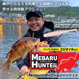 Daiwa Mebaru/Aji Worm, Mebaru Hunter Worm, Shad 1.5, Glow White