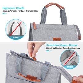 Lacdo Lunch Bag Cooler Bag Thermal Bag Lunch Bag for Women Men Lunch Bag Insulated Bag Foldable Lunch Bag Cool Box for Work School Travel Picnic with Foil Lining Waterproof Grey