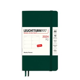 LEUCHTTURM1917 - Weekly Planner 2024 with extra booklet, Pocket (A6) Softcover, Forest Green (Jan 1 - Dec 31, 2024)
