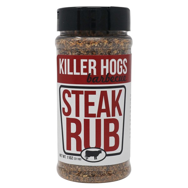 Killer Hogs Steak Rub | Championship BBQ and Grill Seasoning for Beef, Steak, Burgers, and Chops | Salt, Pepper, Herbs, and Spices | 11 Ounces