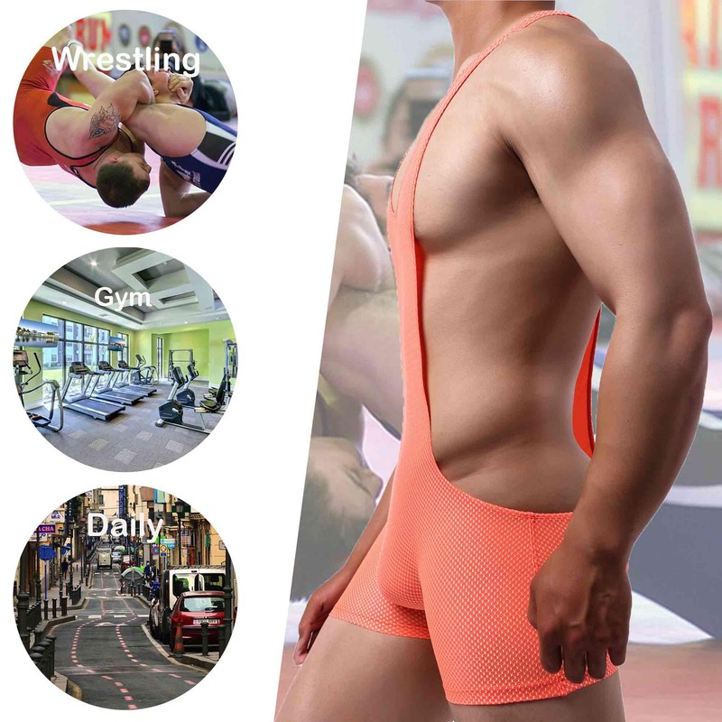 QiaTi Mens Athletic Supporters Breathable Wrestling Boxers One Piece Bodywear