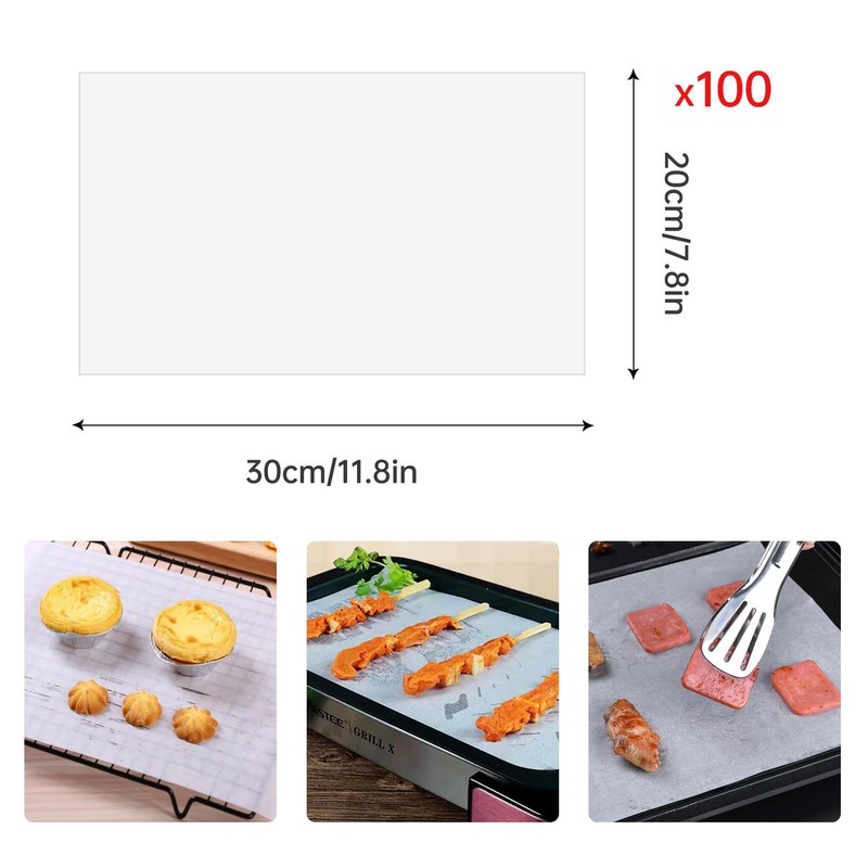 Ezydka 100pcs Greaseproof Paper Sheets 20x30 cm Baking Paper Sheets