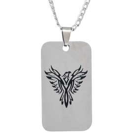 Dicksons Soar like Eagles Engraved Silver Plated 24 Inch Men's Dog Tag in Jewelry Box