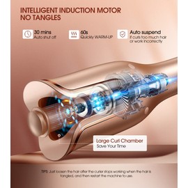 Automatic Curling Iron, Professional Automatic Hair Curler with 1" Curling Wand Large Slot & 4 Temperature & 3 Timer, Dual Voltage Anti-Tangle Rotating Curling Iron with Auto Shut-Off for Hair Styling