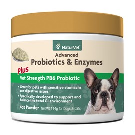 NaturVet – Advanced Probiotics & Enzymes - Plus Vet Strength PB6 Probiotic | Supports and Balances Pets with Sensitive Stomachs & Digestive Issues | for Dogs & Cats