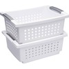 Sterilite 16628006 Medium Stacking Basket, White Basket w/ Titanium Accents,