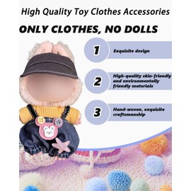 JEXOWIQ Niedliche Mini Plüsch Puppen Kleidung Outfit nur Bekleidungs zubehör,Minipuppenzubehör, für 17cm L-b-b-3.0 Puppen Pullover Hoodie Kleidung DIY Kinder Geschenke,Ohne Puppe (B)