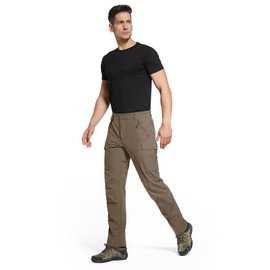 Moosehill Men's Hiking Cargo Pants Lightweight Water-Resistant Quick Dry for Tactical Work Fishing Golf Travel Outdoor Casual (Brown, 34W x 30L)