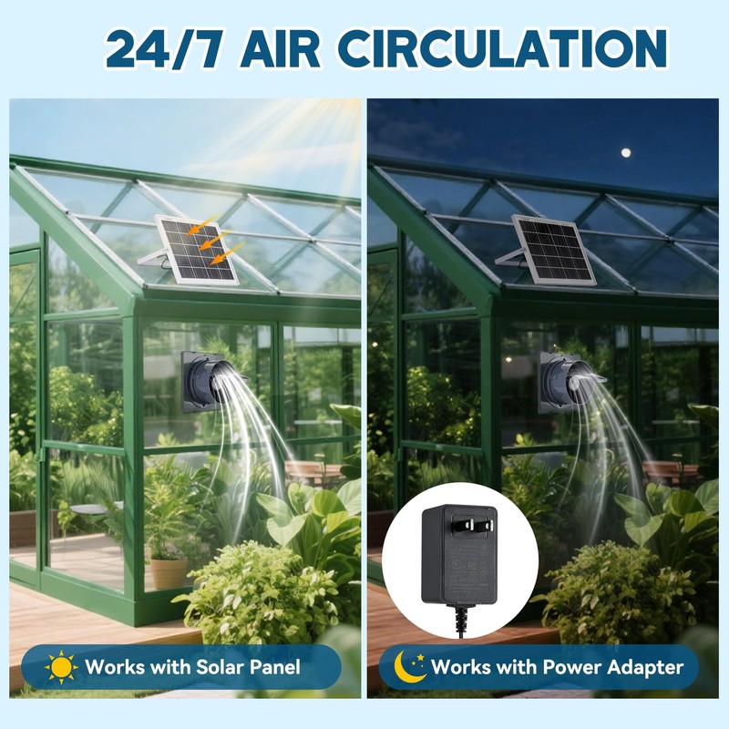 Solar Powered Exhaust Fan, 25W Solar Panel+8" High Speed Solar