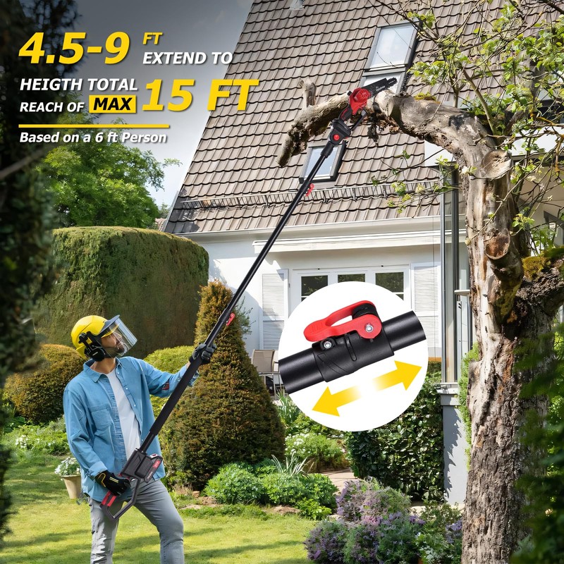 2-IN-1 Cordless Pole Saw and Mini Chainsaw, 8 Inch Brushless