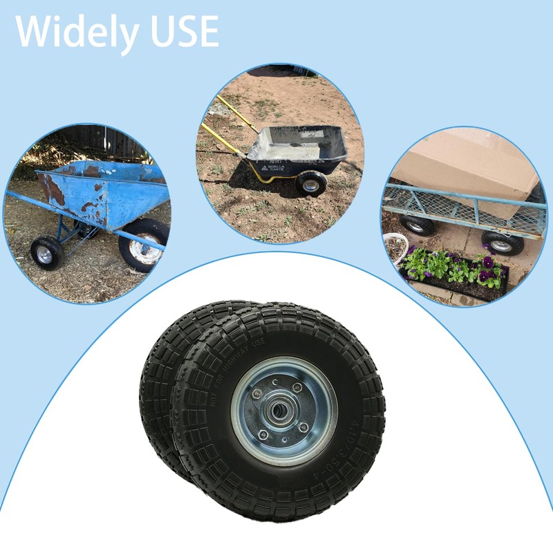 AMZDIAI 10-Inch 4.10/3.50-4 Tire and Wheel Flat Free, Heavy Duty