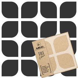 NAKLEO Teruel Tile Reusable Plastic Stencil - 20 x 20 cm - Retro Rounded Squares - Moroccan Geometric - Paving Stone Concrete Floor Wall Painting Template Wood