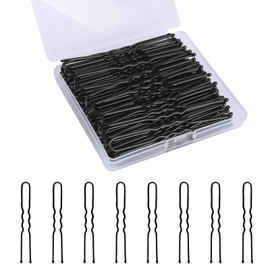 U Shaped Hair Pins, 100PCS 2.4inch Bun Hair Pins for Women Kids Girls Hairdressing Salon with Storage Box, for All Hair Types - Black