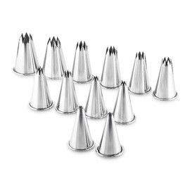thermohauser 12 Piece Stainless Steel Star Nozzle Set XXL 4-15mm Outlet Diameter Height 50mm Metallic