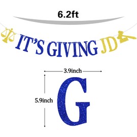 Gold Glitter It's Giving JD Banner, Congrats Lawyer/Case Closed/Passed the Bar, 2024 Lawyer Graduation Party Decorations Supplies