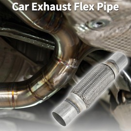 TUCKBOLD Exhaust Flex Pipe 2.16 Inch OD Flexible Braided Exhaust Tube | Universal Flexible Pipe Tubing Silver Tone 1 Pc