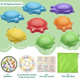 Stepping Stones for Kids Outdoor Toys for Toddlers 3-5 8 Pcs Frog Balance Step Stone Up to 265lbs Indoor Outdoor Toys for Kids Obstacle Course Sensory Toys for Toddler Ages 3-8 Gift for Boys Girls