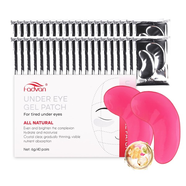 FADVAN Eye Pads 40 Pairs of Collagen Hydrogel Patches, Eye
