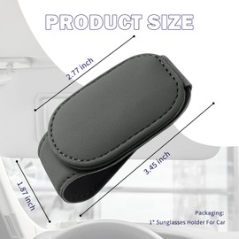 Strong Magnetic Sunglasses Holder for Car,Multi-Function Car Sunglasses Holder for Fixing Glasses and Cards,Stylish Leather Sunglass Holders Cars Visor Cars Interior Accessories (Gray)