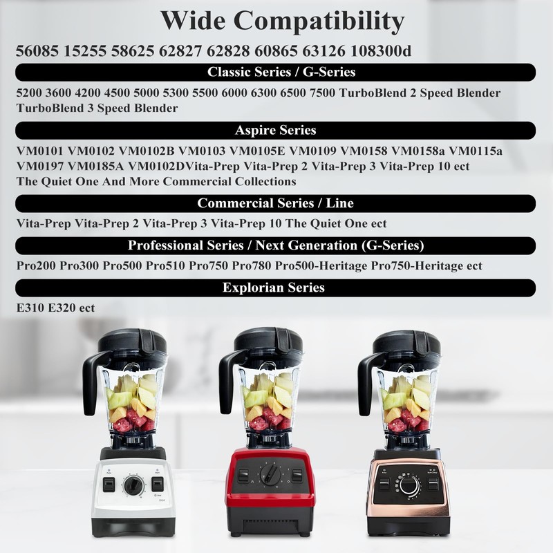 Blender Pitcher 64oz Low-Profile, Compatible with 750 5300 5200 5000