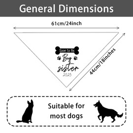 Soon to Be Big Sister 2025 White Dog Bandanas Gender Revealing Photo Prop Pregnancy Announcement Pet Baby Announcement Scarf Accessories Pet Accessories for Dog Lovers