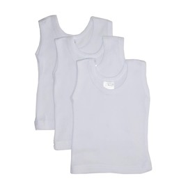 Bambini White Rib Knit Sleeveless Tank Top Shirt 3-Pack