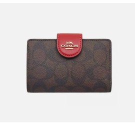 Coach NWT Coach Medium Corner Zip Wallet In Signature Canvas-C0082 (IMRVQ)-MSRP $240