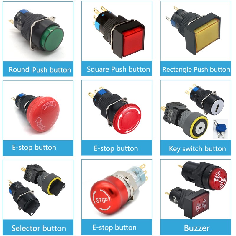 16mm Push Button Switch Square Cap 1NO 1NC SPDT ON/Off