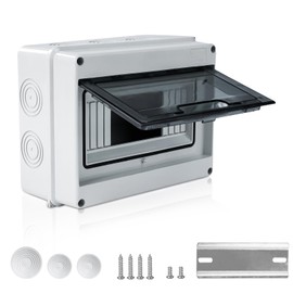 Jadeshay Distribution Box, Circuit Breaker Junction Box DIN Rail IP65 Waterproof Distribution Box ABS Electrical Box for Indoor and Outdoor, with Transparent Cover (8 Way)