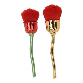 2pcs Rose Shape Nail Brush Dust Removal Thickened Die Cast Rose Manicure Cleaner Brush for Makeup